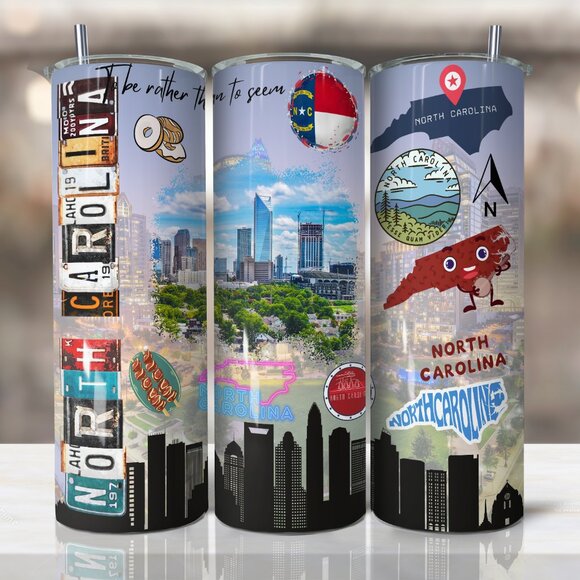 North Carolina Tumbler, NC State Tumbler, Tar Heel Tumbler, North Carolina Gift - Picture 1 of 7